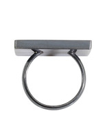 Square Ring in Oxidized Silver with 5 White Diamonds