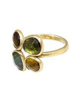 Green Tourmaline Four Stone Ring in 18k Yellow Gold