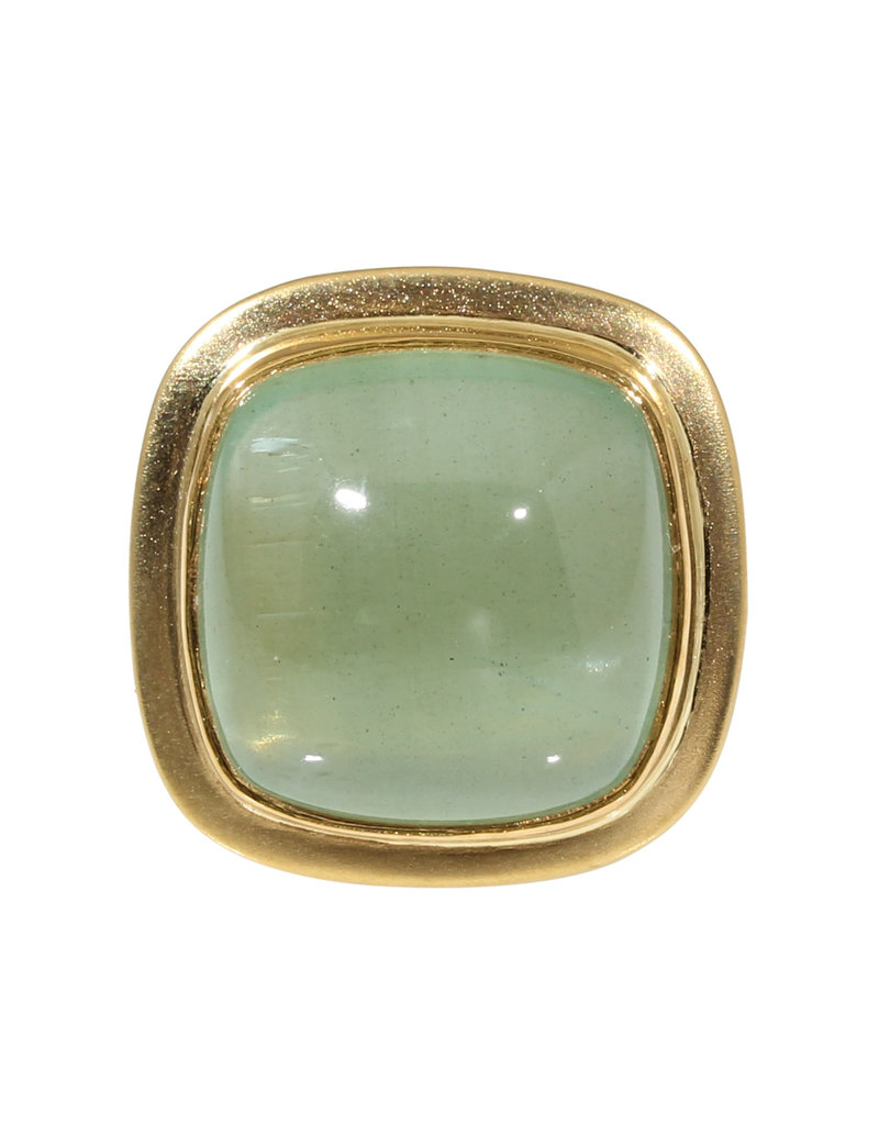 Big Sur Goldsmiths Green Beryl Ring in 18k Gold with 22k Gold Bezel