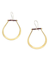 Brass Loop and Garnet Bead Earrings