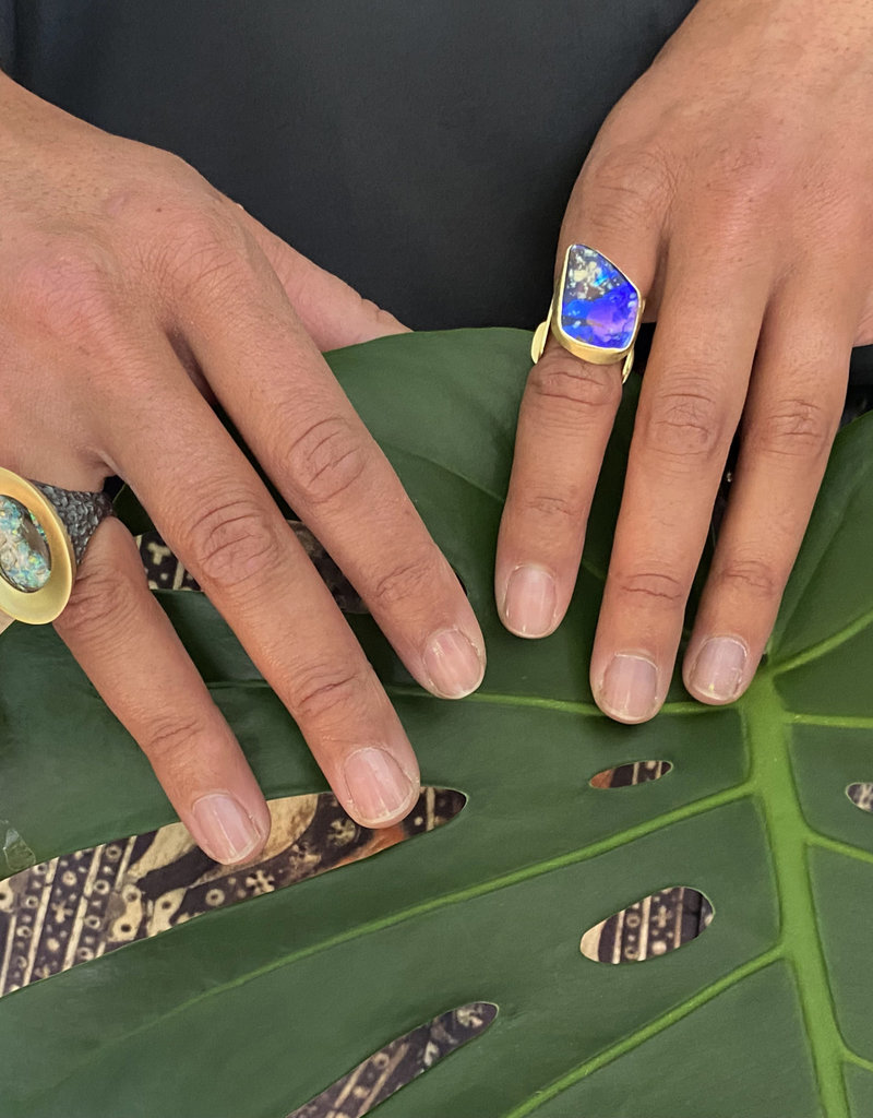 Laura Lienhard Leaf Opal Ring in 18k Gold
