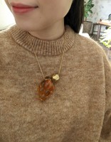 Amber Cluster with Gold Facet Necklace