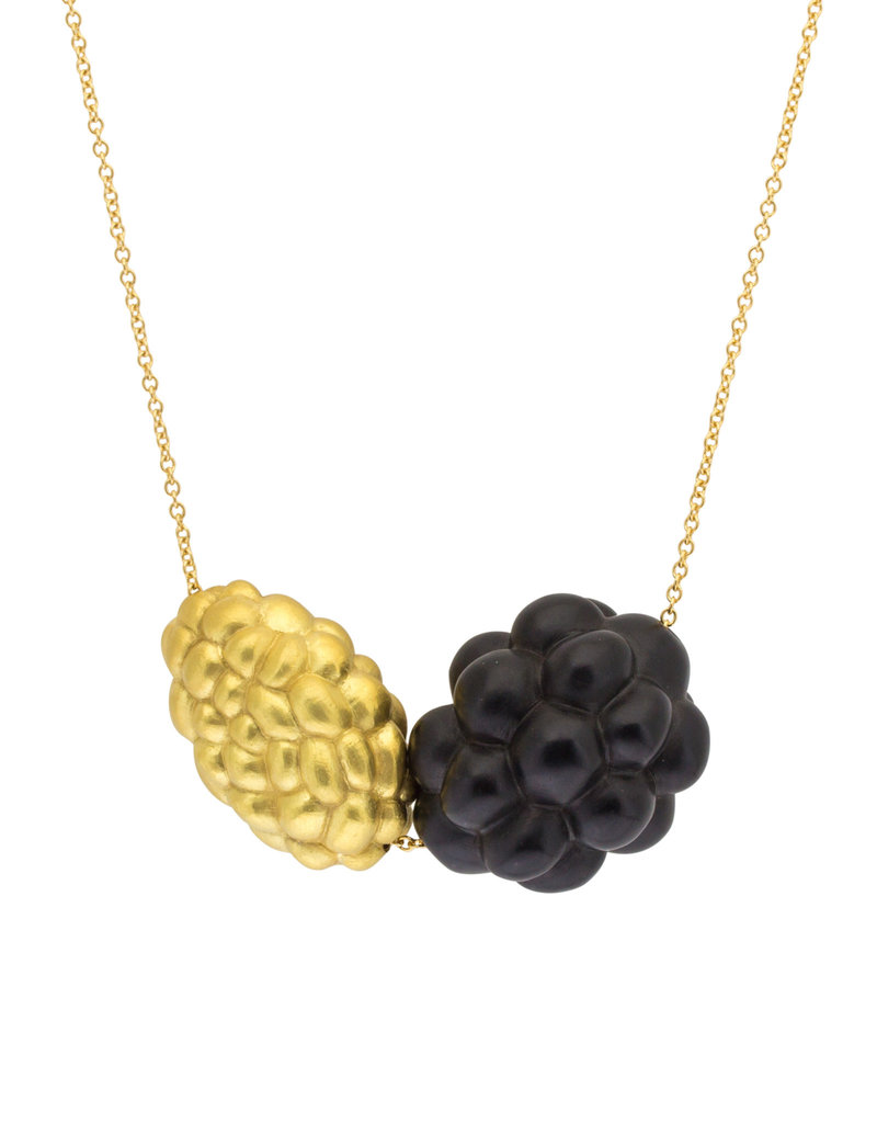 Jet Cluster Necklace with Gold Bead