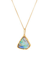 Sugar Brick Bezel Opal Necklace in 22k Gold and 18k Gold Chain