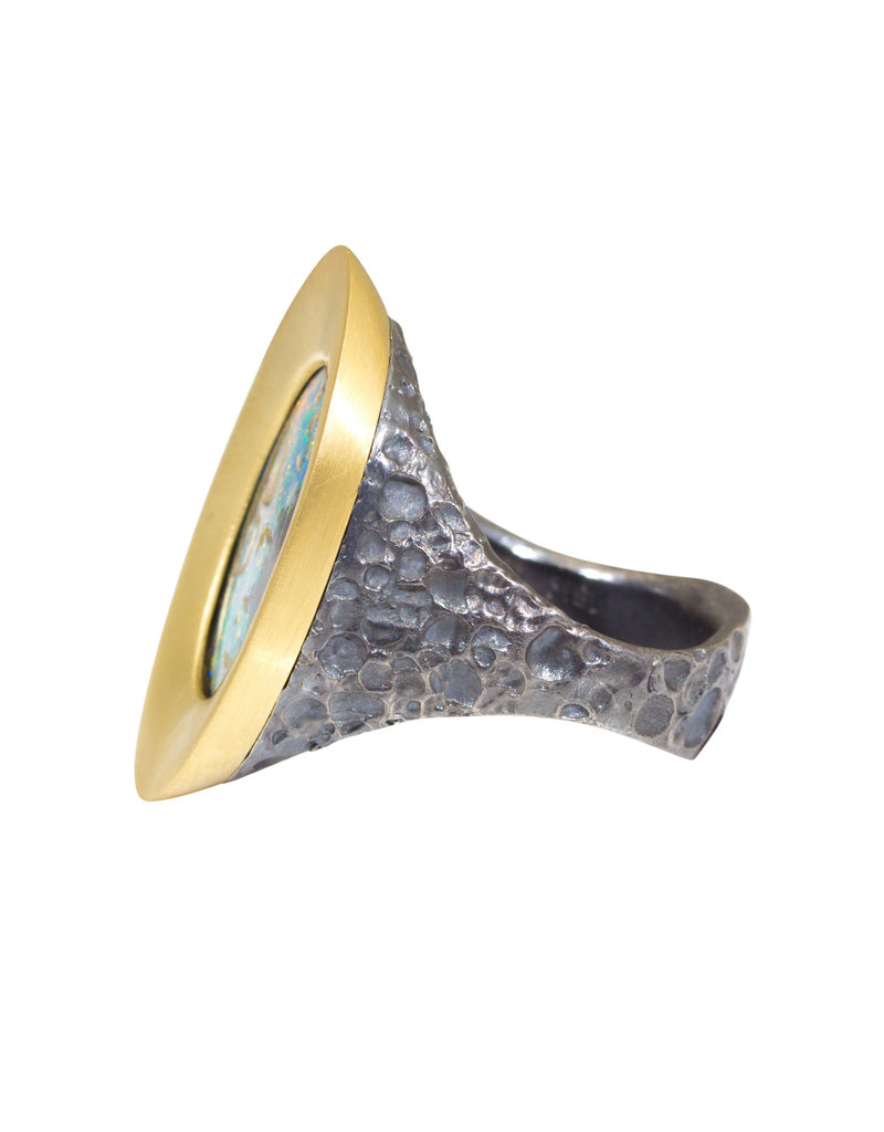 Klimt Ring in 18k Gold and Oxidized Silver