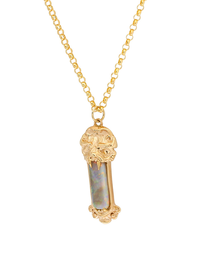 Wendy Wagner Rectangle Opal Pendant  in 14k Gold