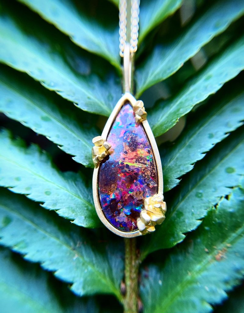 Sugar Babe Teardrop Opal Pendant in 22k Gold with 18k Gold Chain