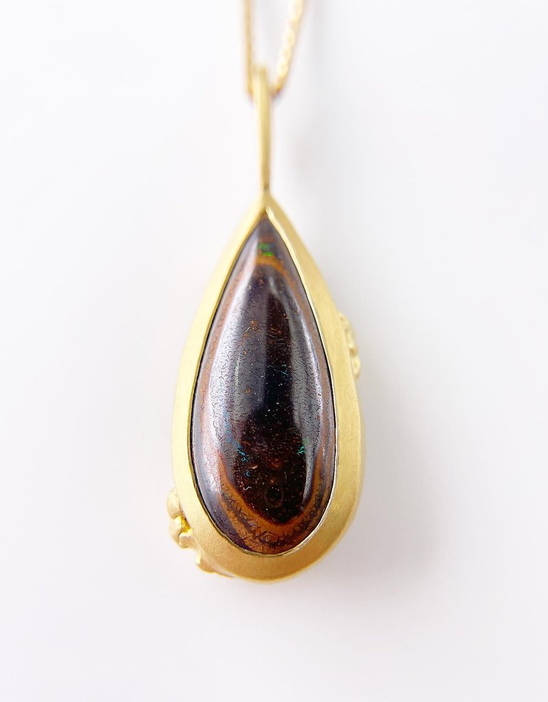 Sugar Babe Teardrop Opal Pendant in 22k Gold with 18k Gold Chain