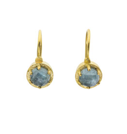 Blue Sapphire Drop Earrings in 18k Gold