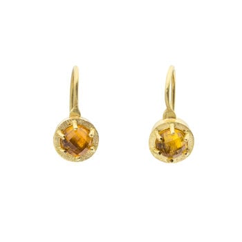 Orange Sapphire Drop Earrings in 18k Gold