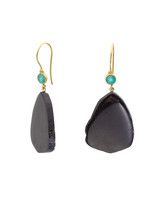 Black and Paraiba Tourmaline Drop Earrings in 18k Gold