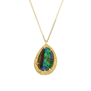 Opal Pendant in Sand-Textured 18k Yellow Gold