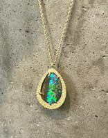 Opal Pendant in Sand-Textured 18k Yellow Gold