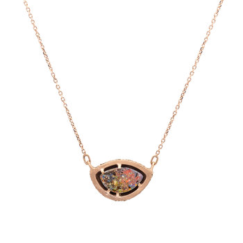 Opal Pendant in Sand-Textured 18k Rose Gold