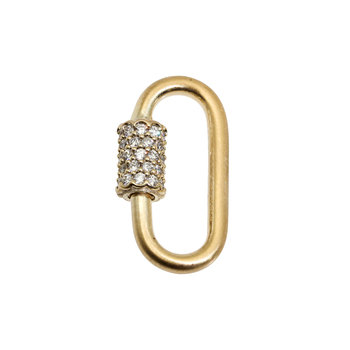 Carabiner Charm Bail with Diamonds in 14k Yellow Gold