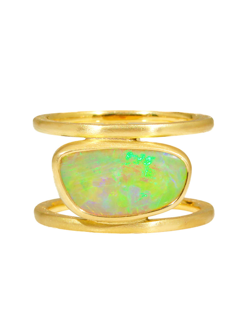 Opal Split Shank Ring in 18k Gold