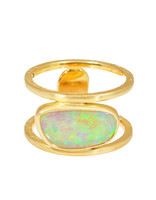 Opal Split Shank Ring in 18k Gold