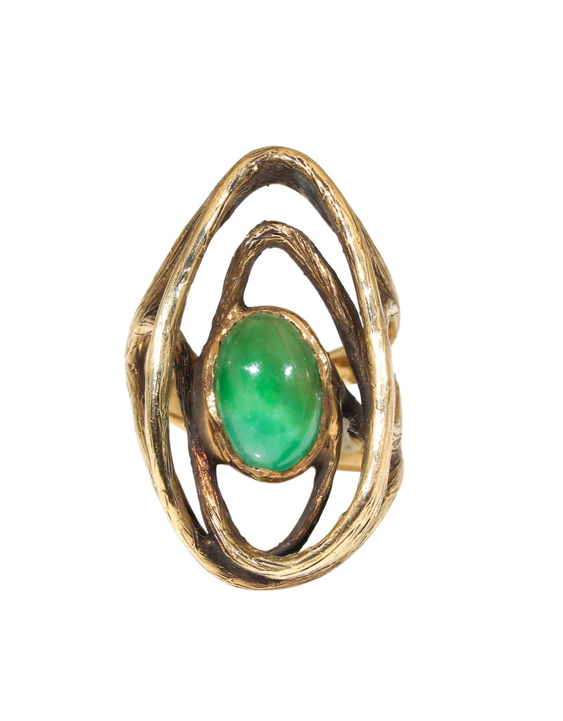 Bob Grabowski Green Jade Ring in 14k Gold