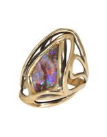 Bob Grabowski Large Teardrop Shaped Opal Ring in 14k Gold