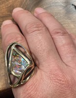 Bob Grabowski Large Teardrop Shaped Opal Ring in 14k Gold