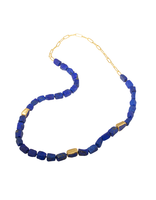 Lapis Bead Necklace with 22k Gold Chain