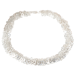 Oval Fringe Necklace in Silver