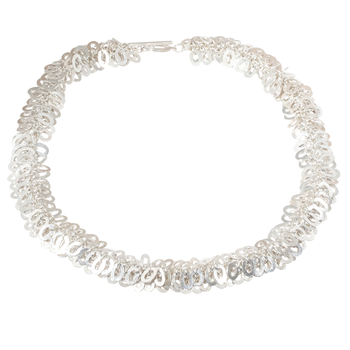 Oval Fringe Necklace in Silver