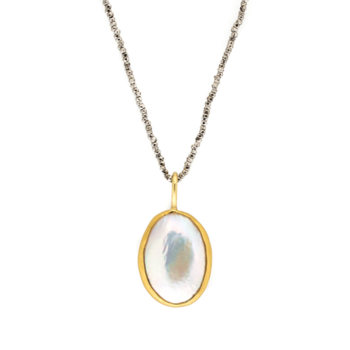Large Loave Cultured Pearl Pendant in 22k Gold