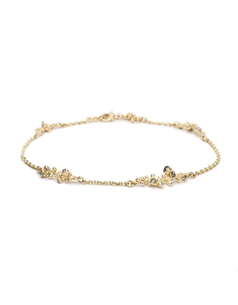 Grey Diamond Encrusted Bracelet in 14k Yellow Gold