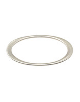 Flat Edges Oval Bangle in Brushed Silver -  Large
