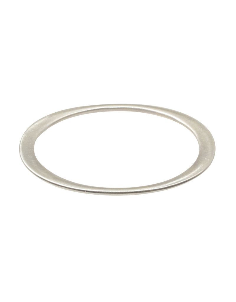 Flat Edges Oval Bangle in Silver -  Large
