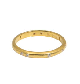2.25 mm White Diamond Modeled Band in 22k Yellow Gold with White Diamonds