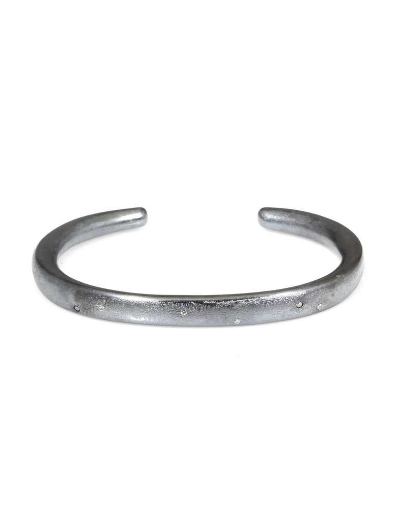 Capricorn Constellation Cuff in Oxidized Silver with Grey Diamonds