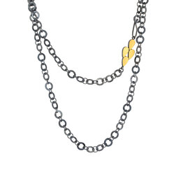 Large Circle Chain with Teardrop Clasp in Oxidized Silver & 22k Gold