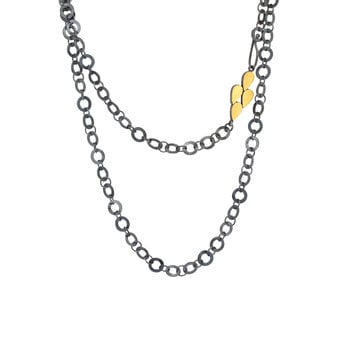 Large Circle Chain with Teardrop Clasp in Oxidized Silver & 22k Gold