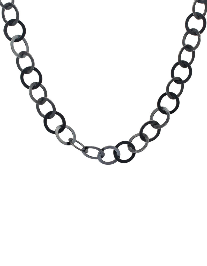 Large Circle Chain with Teardrop Clasp in Oxidized Silver & 22k Gold