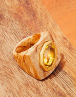 Tracy Conkle 22k Olivewood and Heliodor Ring