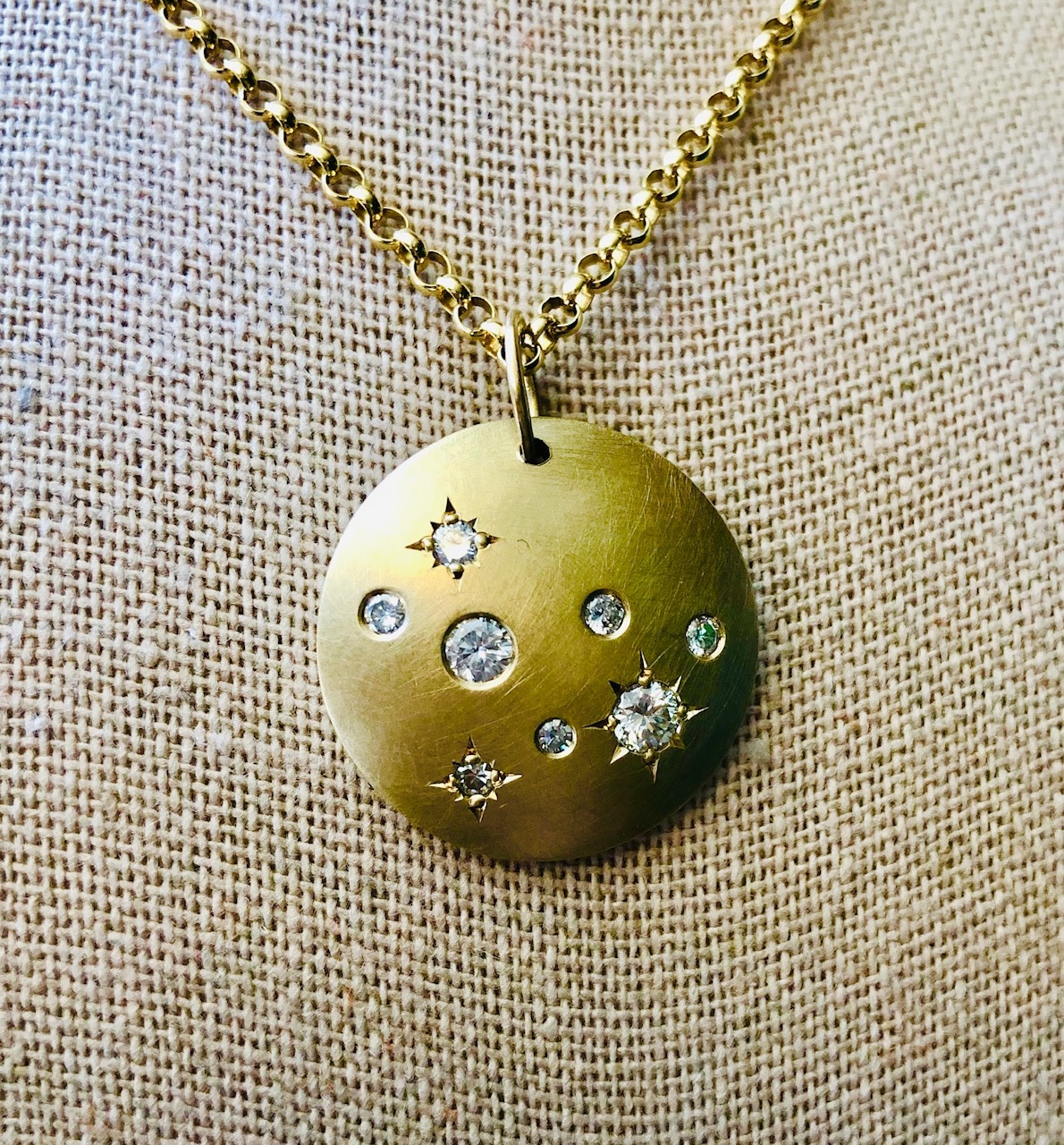 Diamond shop disc pendant