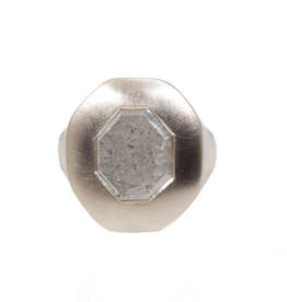 Octagon Diamond Slice Ring in 18k Palladium White Gold
