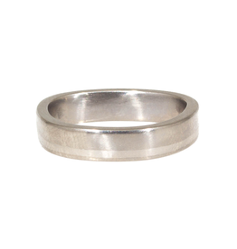 4mm Finger Shaped  Band in Titanium with Off Center Palladium Inlay