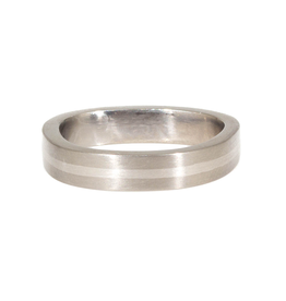 4mm Finger Shaped  Band in Titanium with Center Palladium Inlay