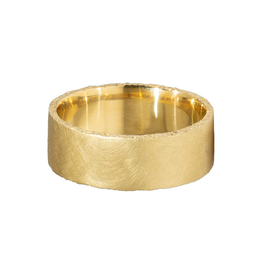 Wide Sand Edge Band in 18k Yellow Gold