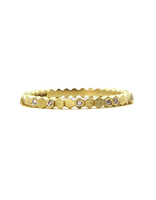 Single Hex Ring in 18k Yellow Gold with Diamonds