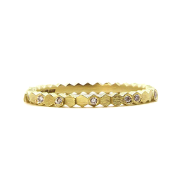 Single Hex Ring in 18k Yellow Gold with Diamonds