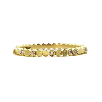 Single Hex Ring in 18k Yellow Gold with Diamonds