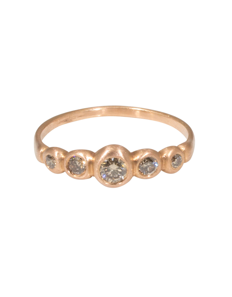Marian Maurer Kima Ring with 5 Champagne Diamonds in 18k Rose Gold