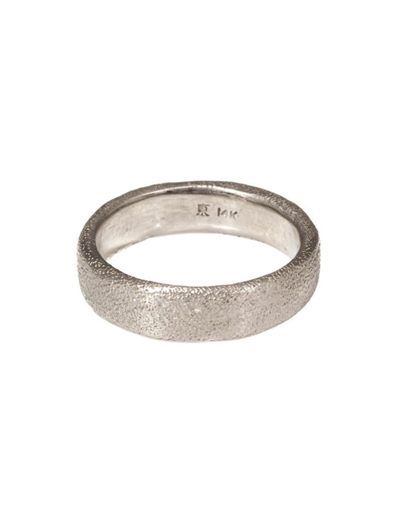 6mm Sand Texture Ring in 14k Palladium White Gold