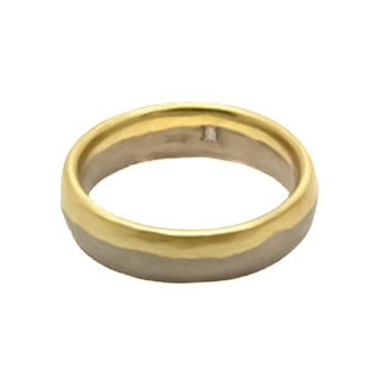 5.75mm Dipped Modeled Band in 18k Palladium White and Yellow Gold