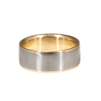 Mixed Metal Band in Titanium  with 14k Yellow Gold Liner
