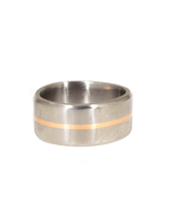 10mm Finger Shaped Band in Titanium  with Center 18k Rose Gold Inlay